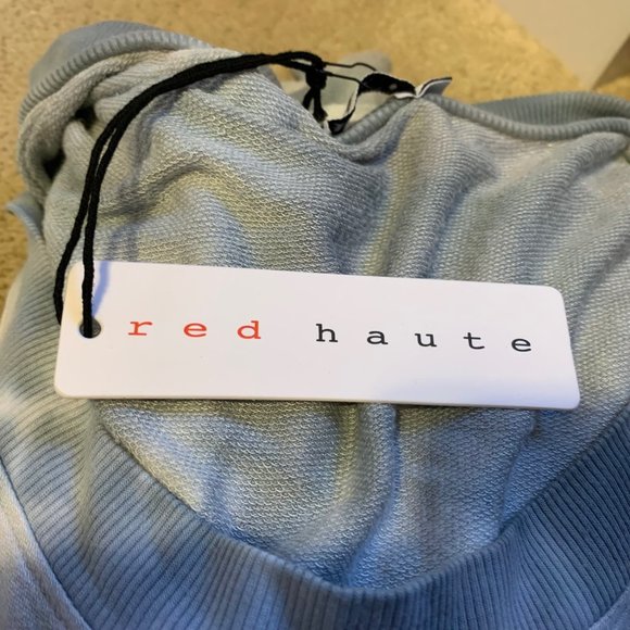 Red Haute Tie Dye Slouchy Crew Neck Twist Tie Tee Shirt Size XL NWT - Picture 10 of 13